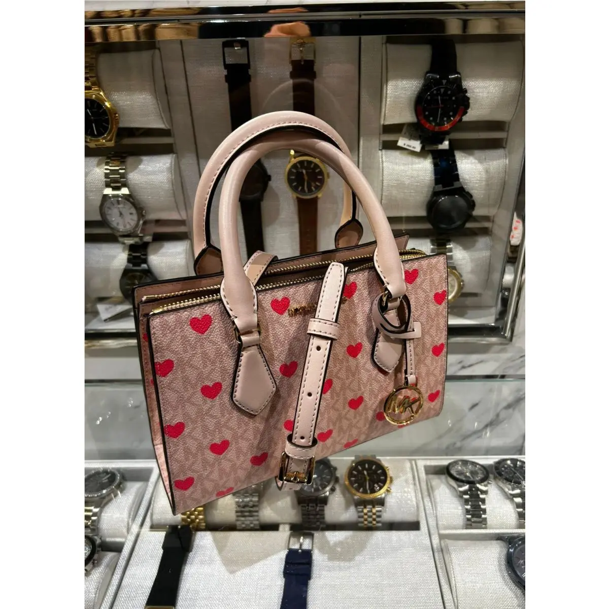 Sheila Women Small Embellished MK Logo Satchel Purse Bag Variation POWDER BLUSH by Michael Kors