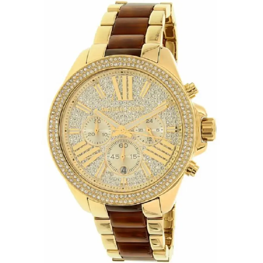 Michael Kors Women Wren MK6294 Chronograph Stainless Band Watch - Dial: Varies, Band: Gold, Bezel: Multicolor