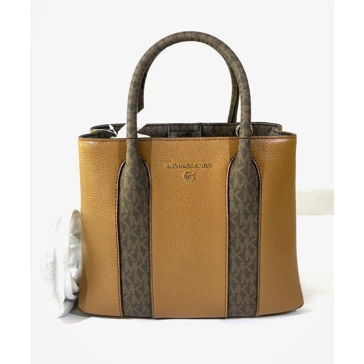 Michael Kors Pebble Leather Signature Logo Medium Messenger Bag Luggage