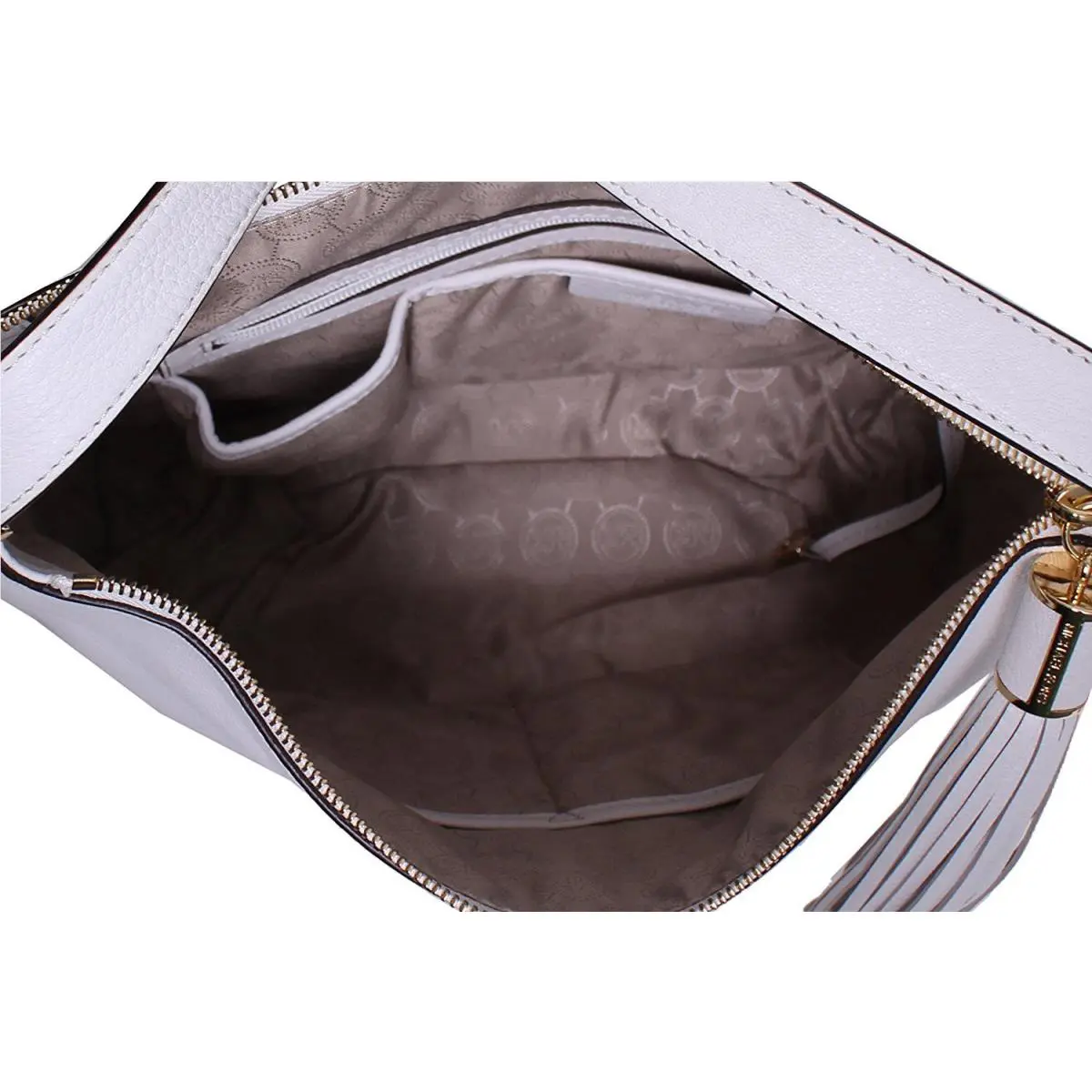 Michael Kors Weston Large Top Zip Shoulder Bag Optic White Handbag Purse