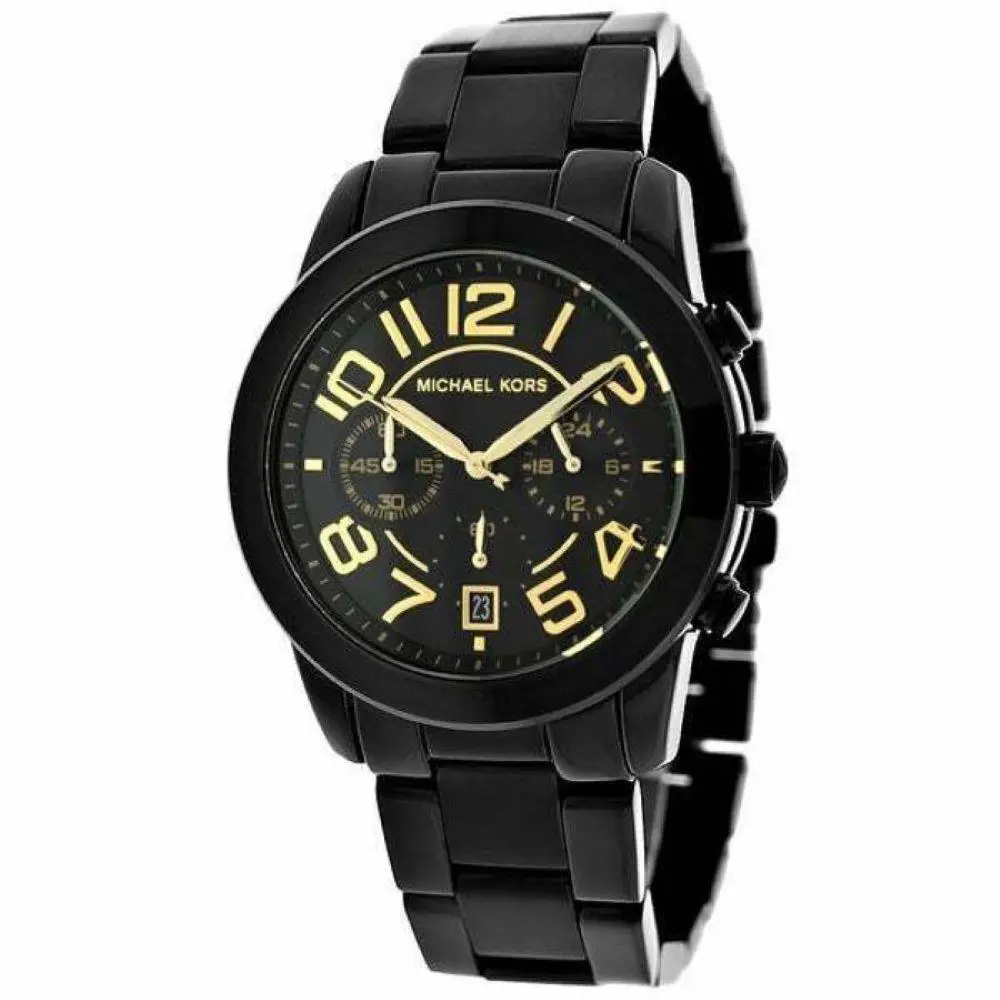 Michael Kors Women Mercer MK5858 Chronograph Stainless Band Watch - Dial: Varies, Band: Black, Bezel: Multicolor