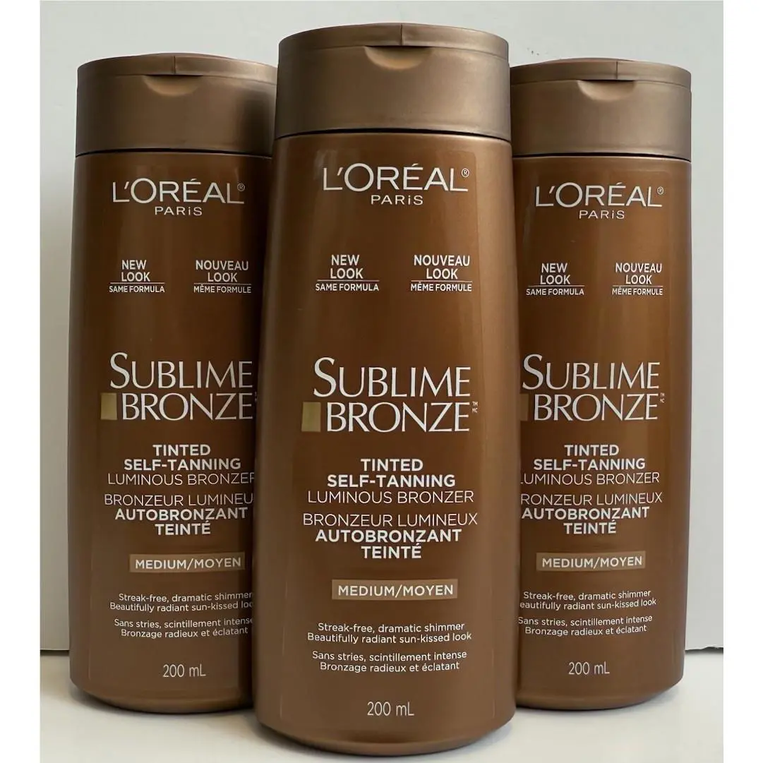 3 X L`oreal Paris Sublime Tinted Self-tanning Lotion Luminous Bronzer Medium 6oz
