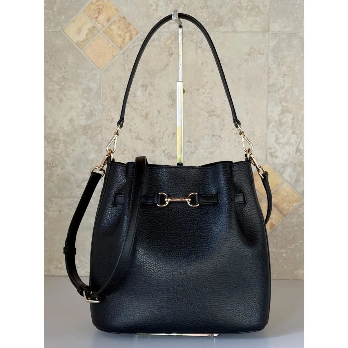 Michael Kors Carson MD Center Zip Bucket Shoulder Crossbody Bag Pale Ocean