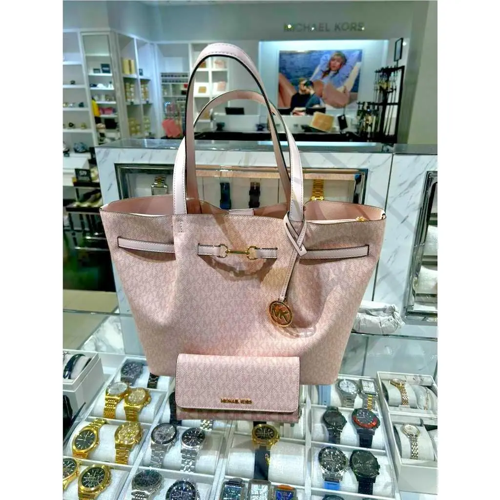 Carson Large Handbag Purse Tote Bag + Trifold Wallet Powder Blush by Michael Kors