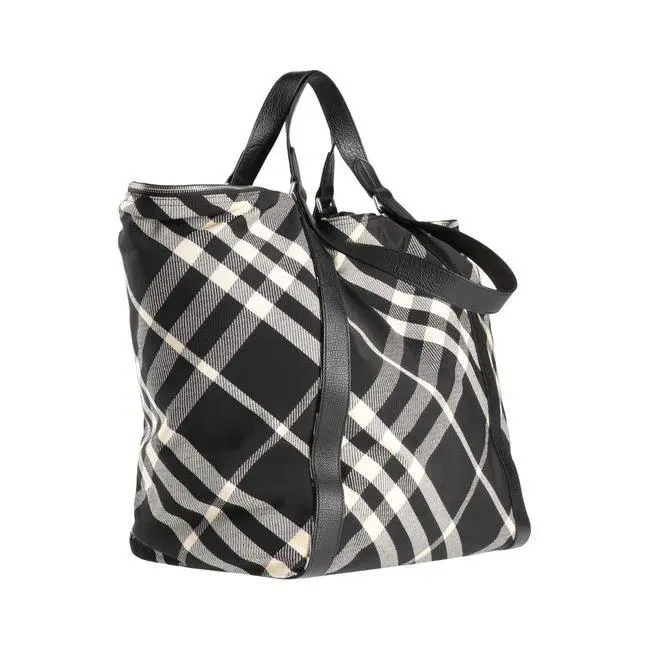 Burberry Uni Black / Cream Medium Field Check Travel Tote Bag