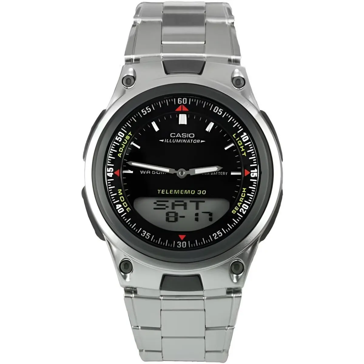 Men`s Analog-digital Watch World Time Stainless Steel Bracelet AW-80D-1A by Casio