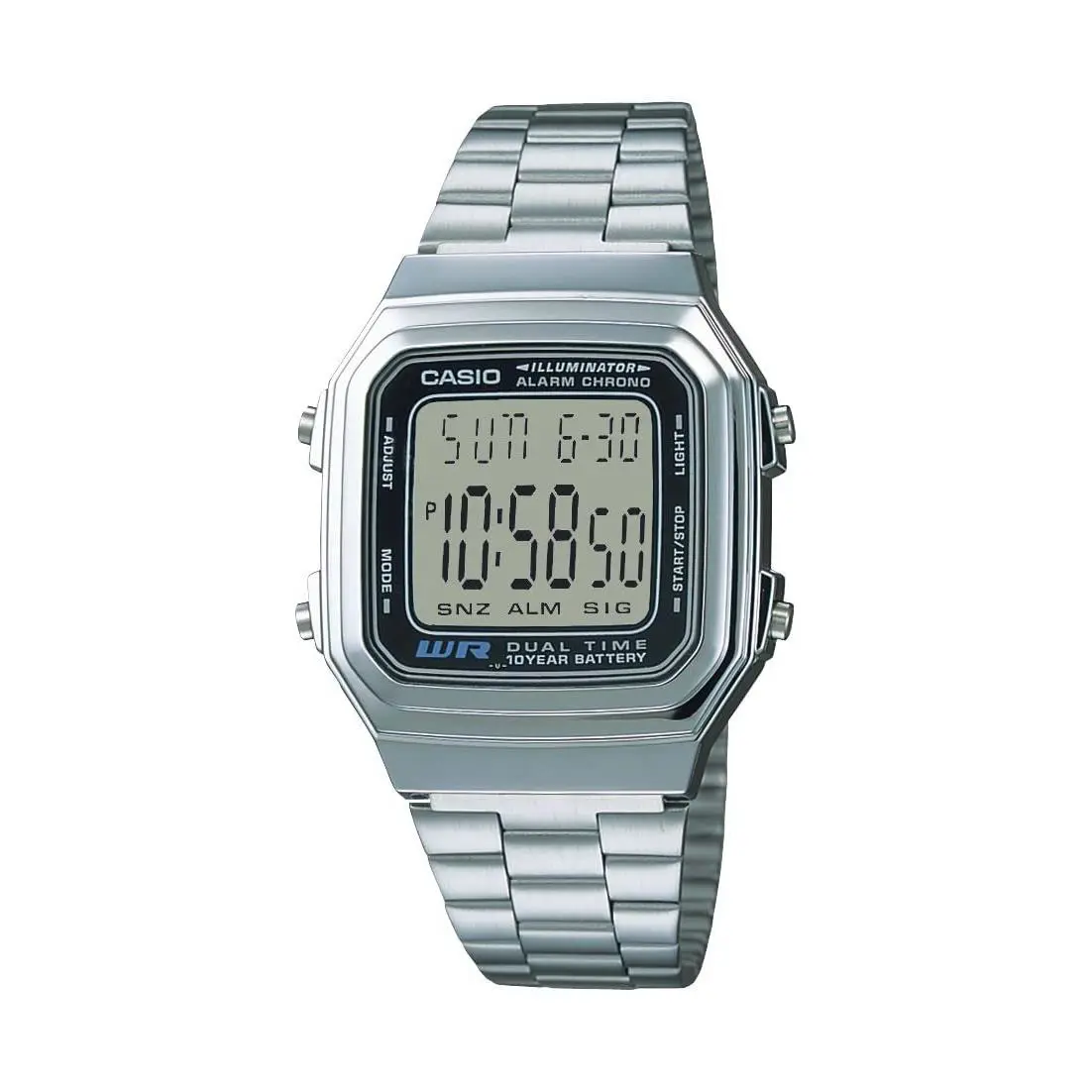 Casio Men`s A178WA-1A Illuminator Stainless Steel Watch
