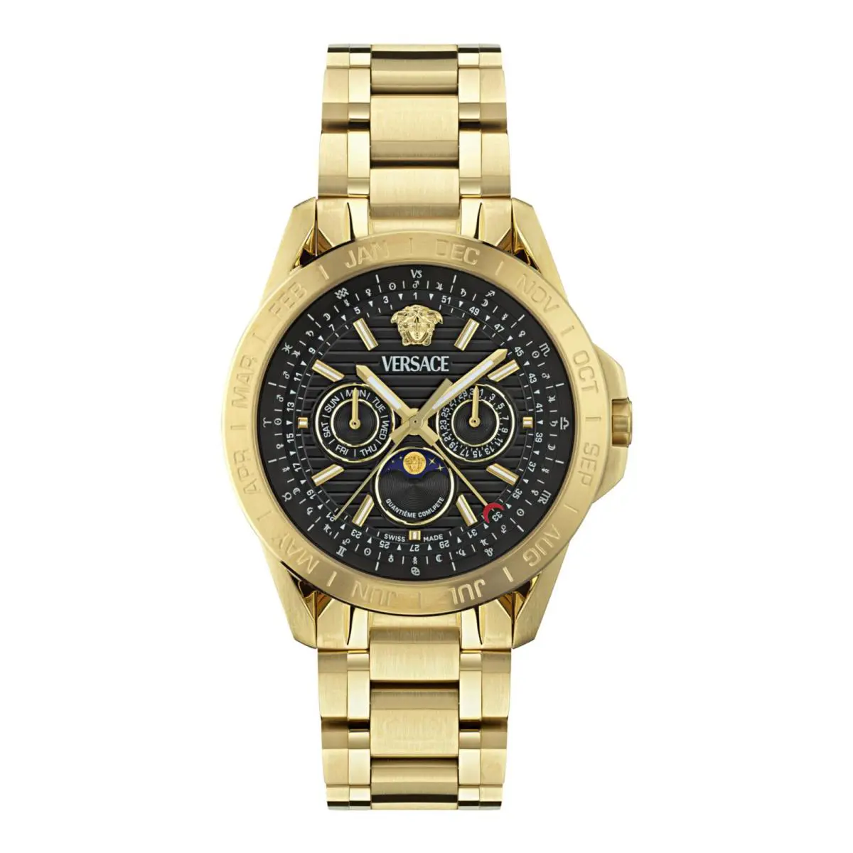 Versace Mens Gold 43mm Bracelet Fashion Watch