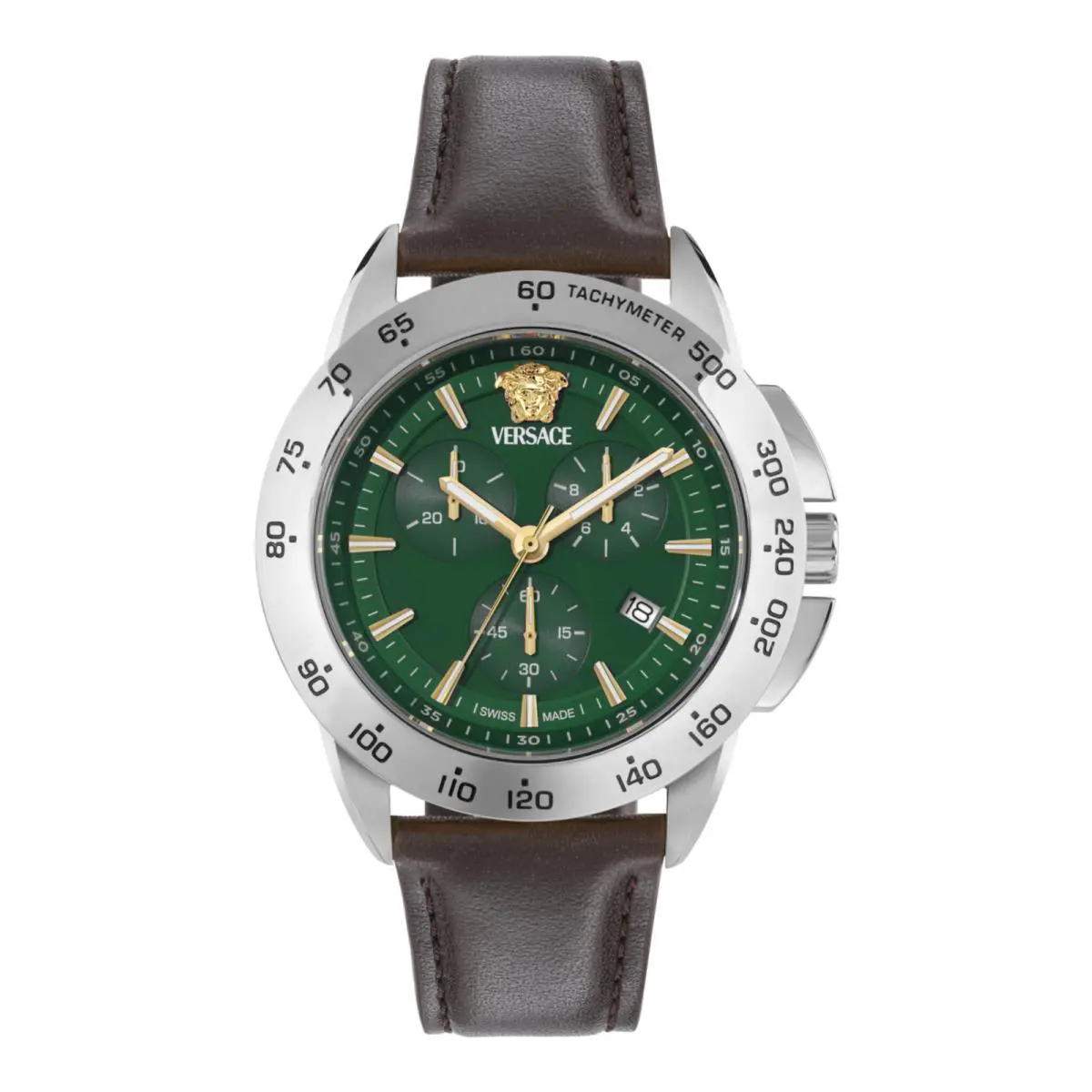 Versace Mens Stainless Steel 44mm Strap Fashion Watch