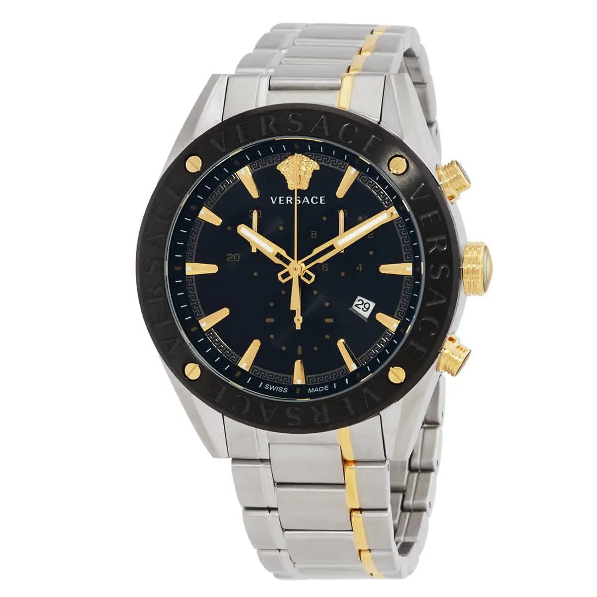 V-chrono Chronograph Quartz Black Dial Men`s Watch VEHB00619 by Versace