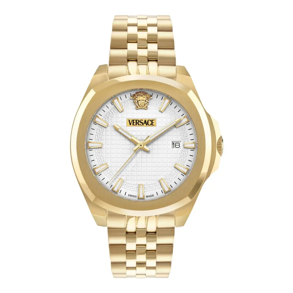 Versace Mens Gold 42mm Bracelet Fashion Watch