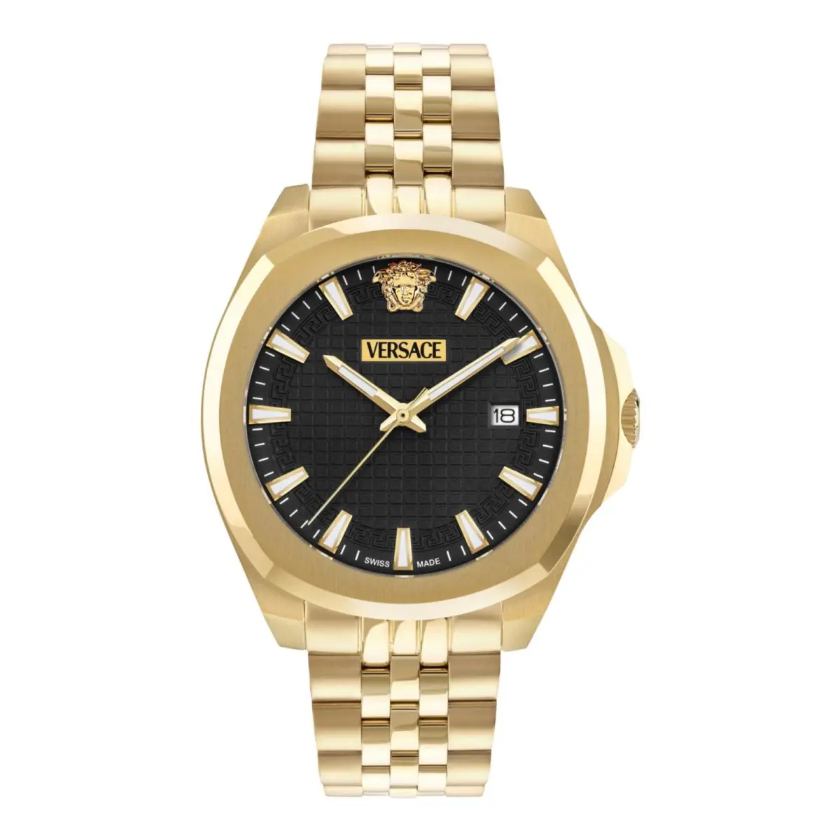 Versace Mens Gold 42mm Bracelet Fashion Watch