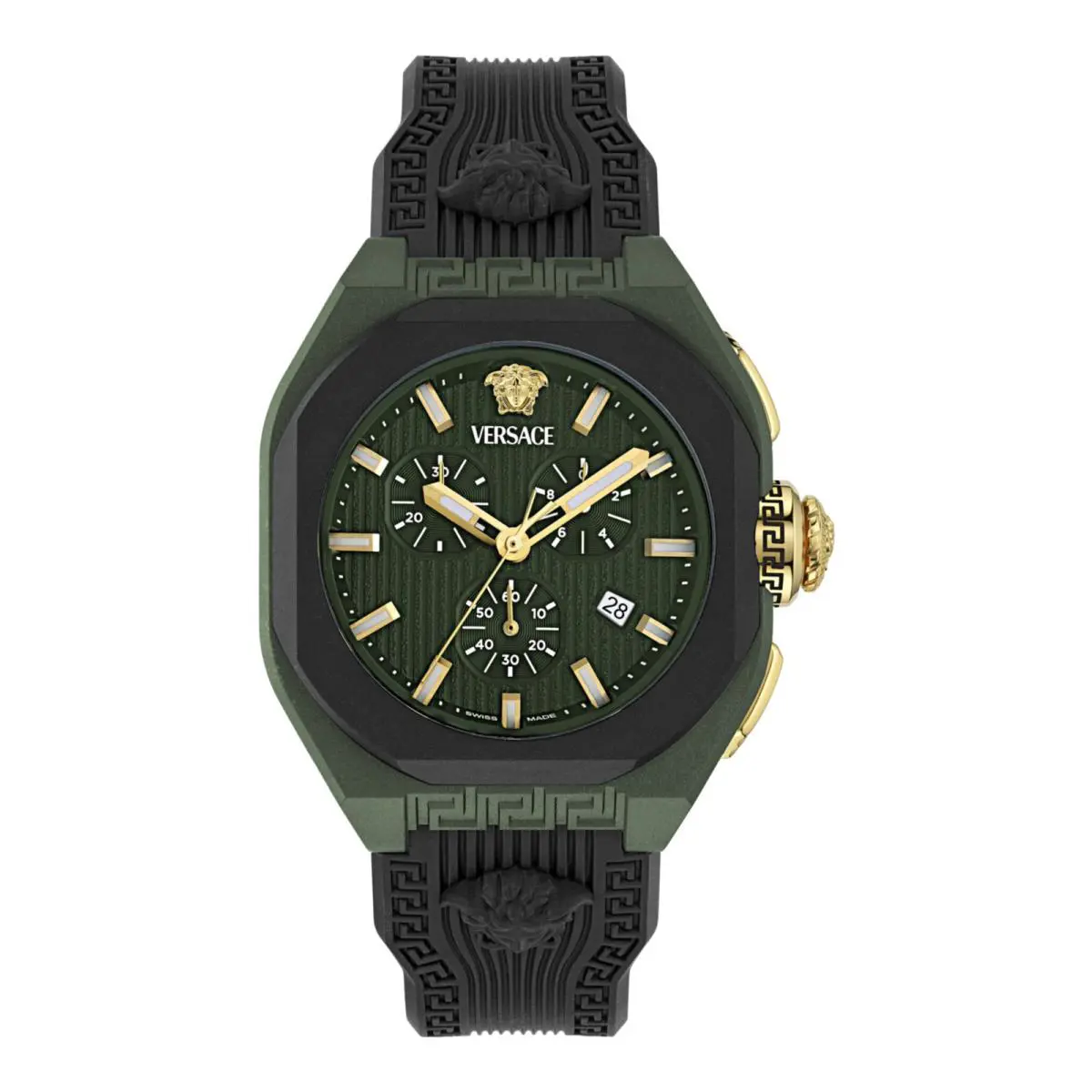 Versace Mens Green 44mm Strap Fashion Watch