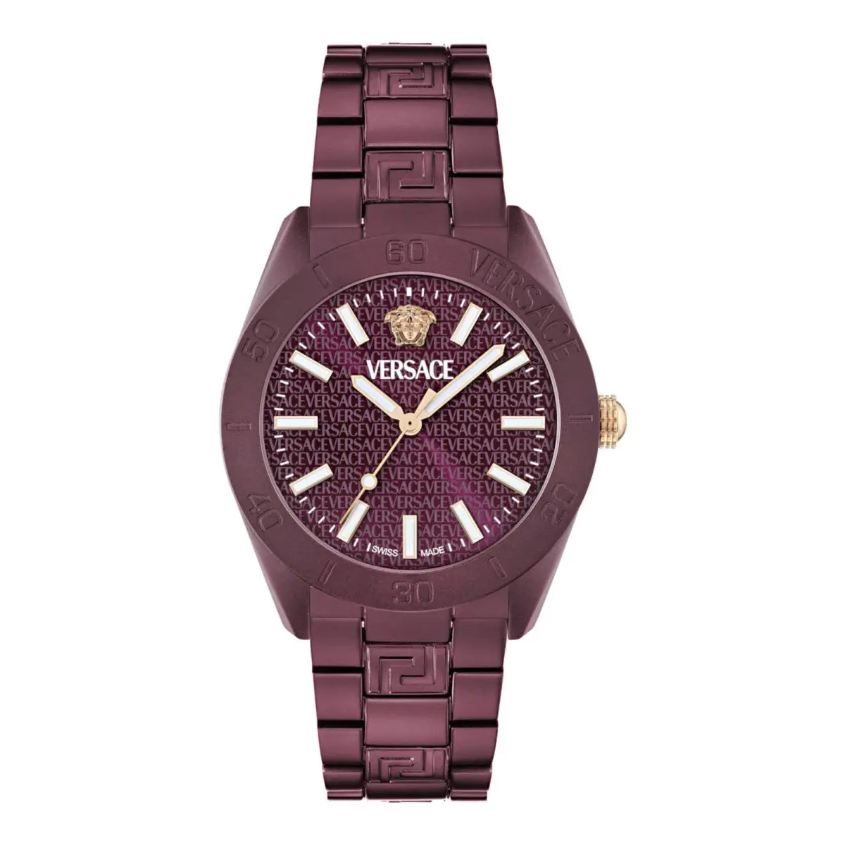 Versace Mens Burgundy 42mm Bracelet Fashion Watch