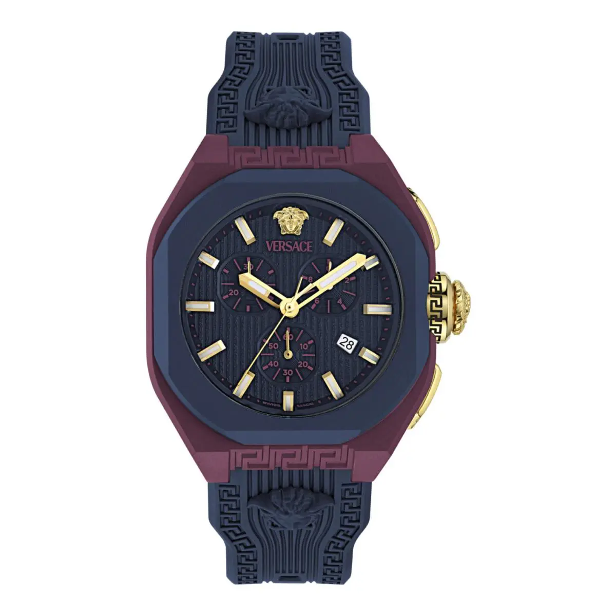 Versace Mens Burgundy 44mm Strap Fashion Watch