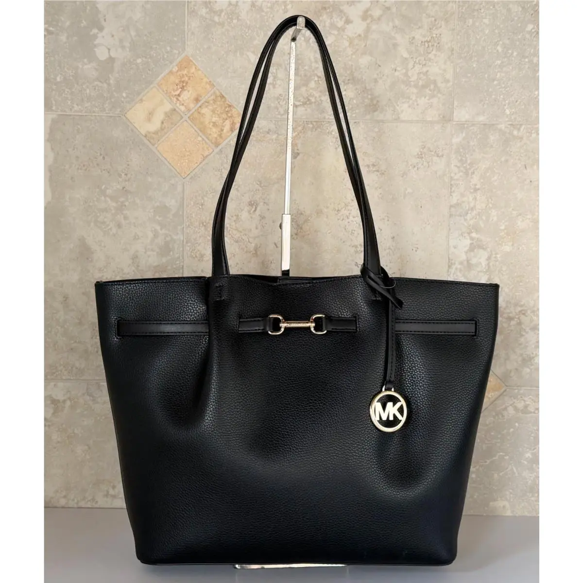 Michael Kors Carson Large Center Zip East West Shoulder Tote Bag Black