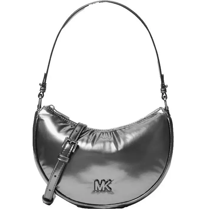Purse Michael Kors Kyla SM Nylon Convert Pouchette Crossbody Silver Gunmetal