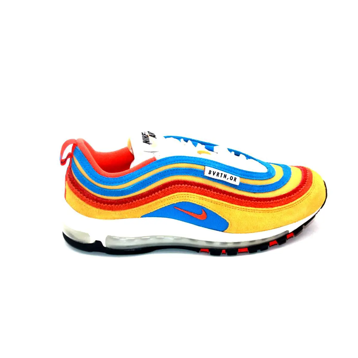 Nike Air Max 97 SE DH1085-700 Pollen/orange Lt-photo Blue Mens Running Shoe 9.5 - POLLEN/ORANGE LT-PHOTO BLUE