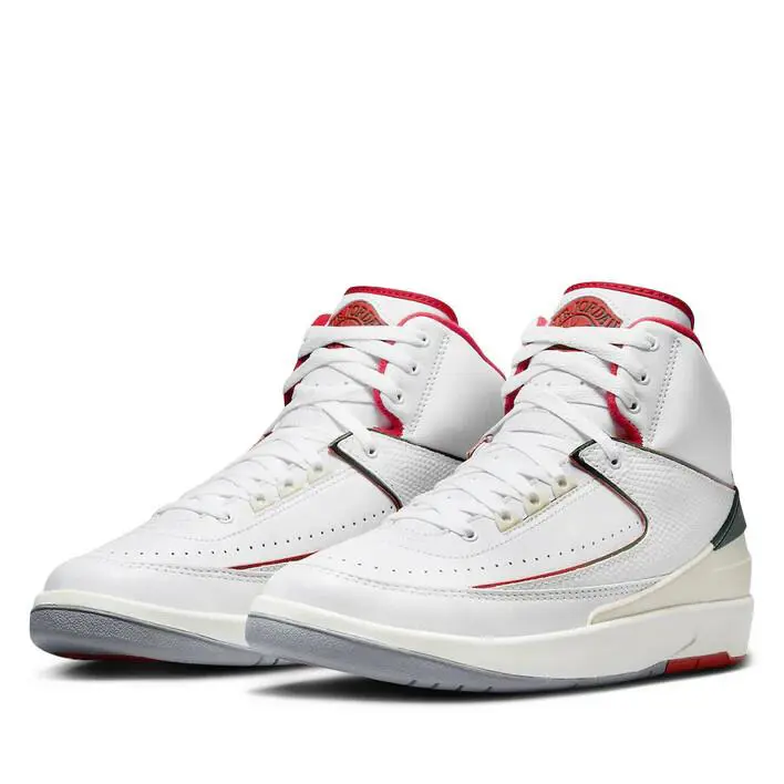 Air Jordan 2 Retro DQ8562-101 Sneaker Unisex Kids White Red Basketball Shoes - White