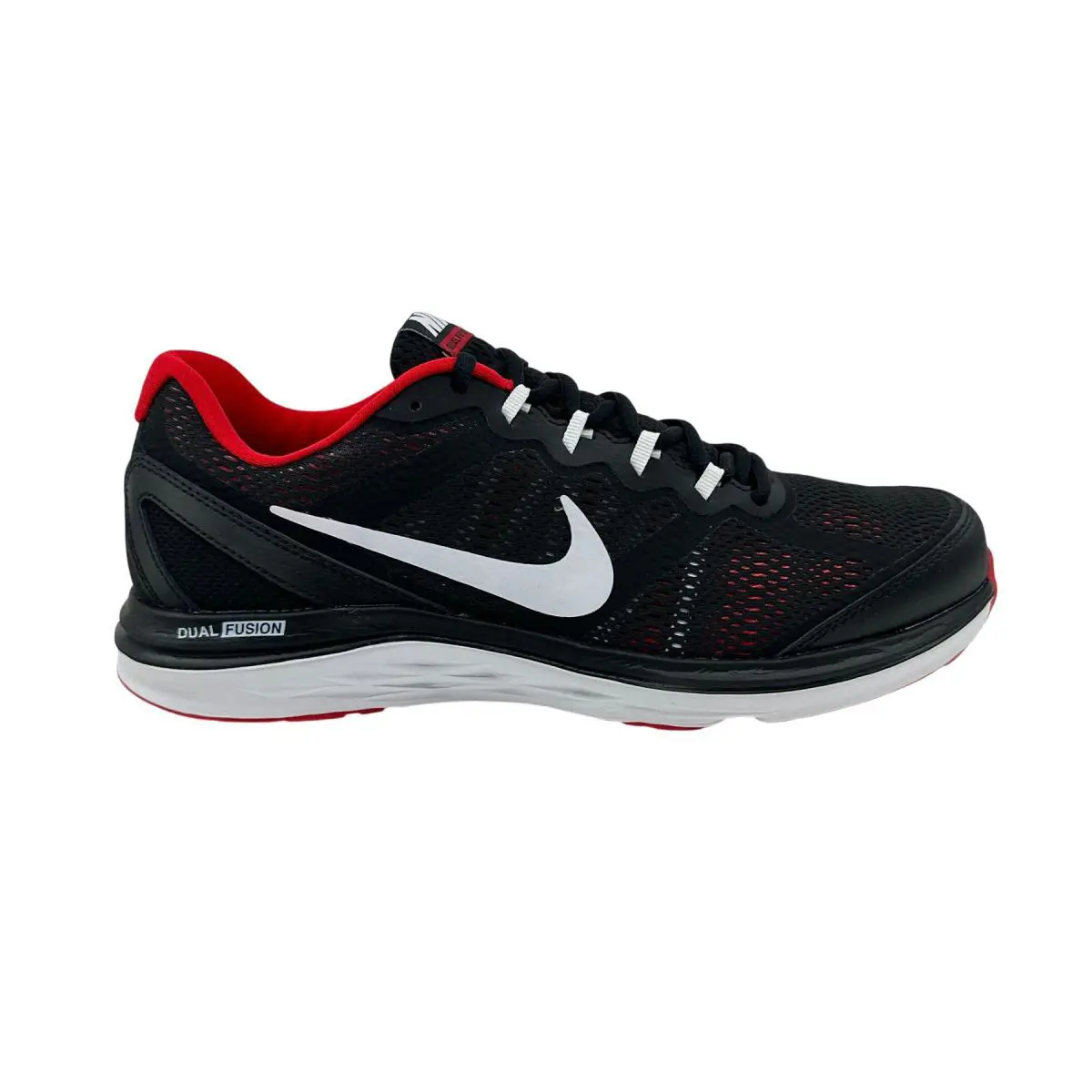 Nike Dual Fusion Run 3 Black White University Red Mens Athletic Sneaker - Black, Manufacturer: Black White University Red