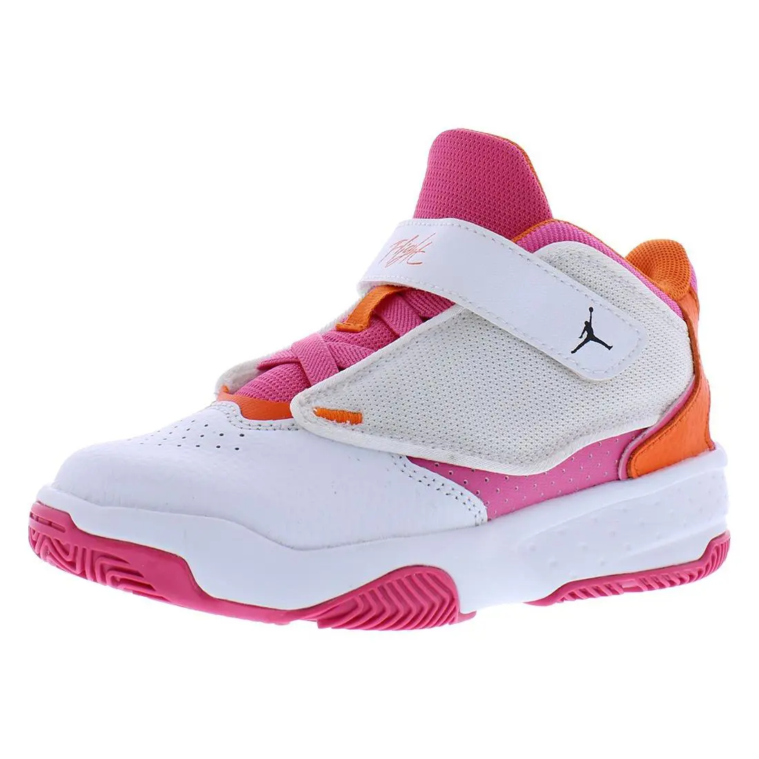 Nike Jordan Max Aura 4 PS Girls Shoes - White/Pinksicle/Safety Orange, Main: Pink