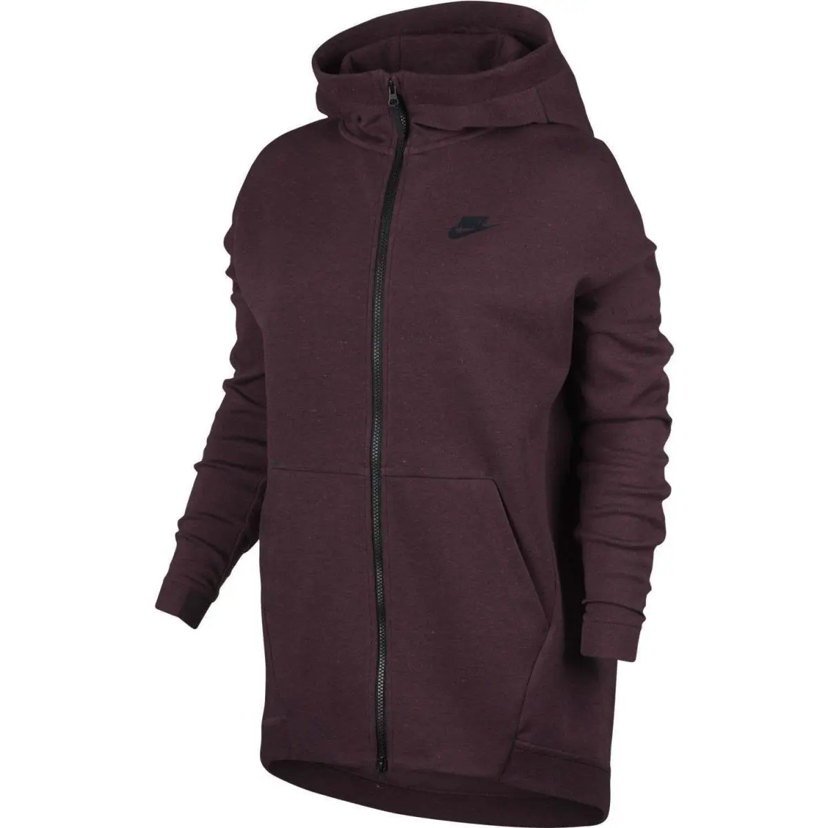 Women`s Nike Tech Fleece Cape Hooded Sweatshirt Maroon Fashion Cozy 811710 681 - Maroon/Black