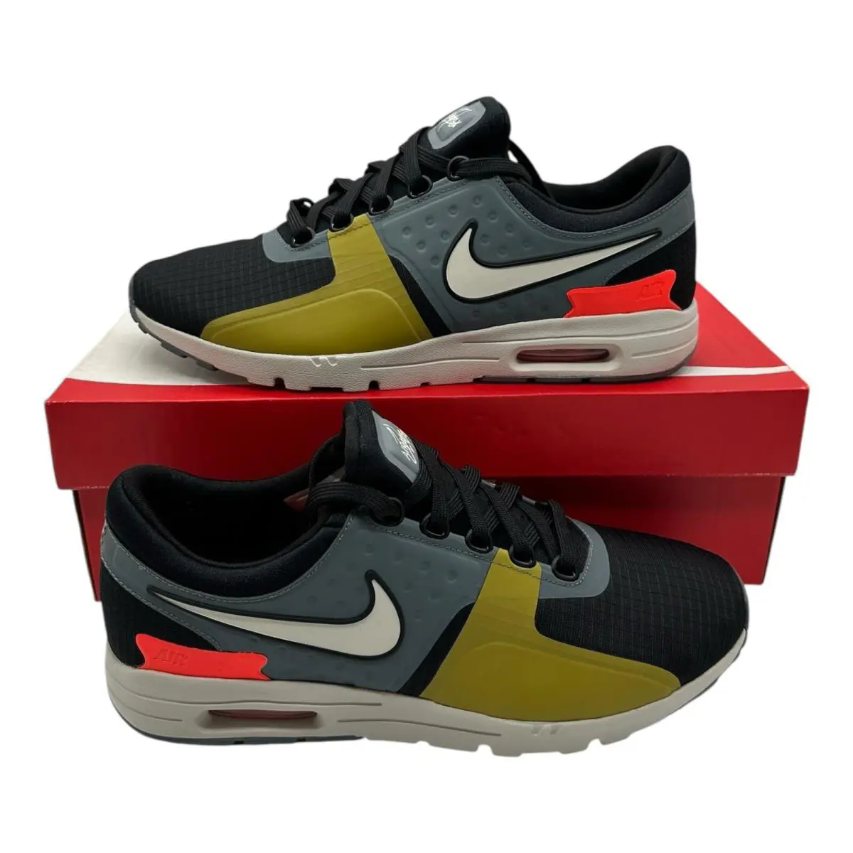 Nike Air Max Zero Si Running Shoes Womens 7.5 Black Light Bone Grey 881173-001 - Gray