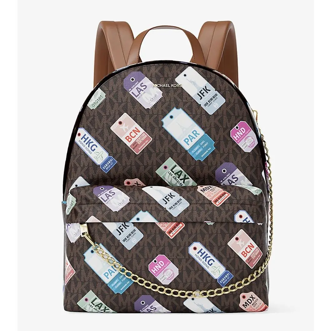 Michael Kors Slater Medium MK Signature Logo Backpack Brown