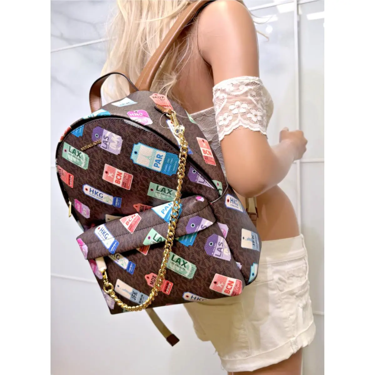 Michael Kors Slater MD Chain Backpack MK Brown