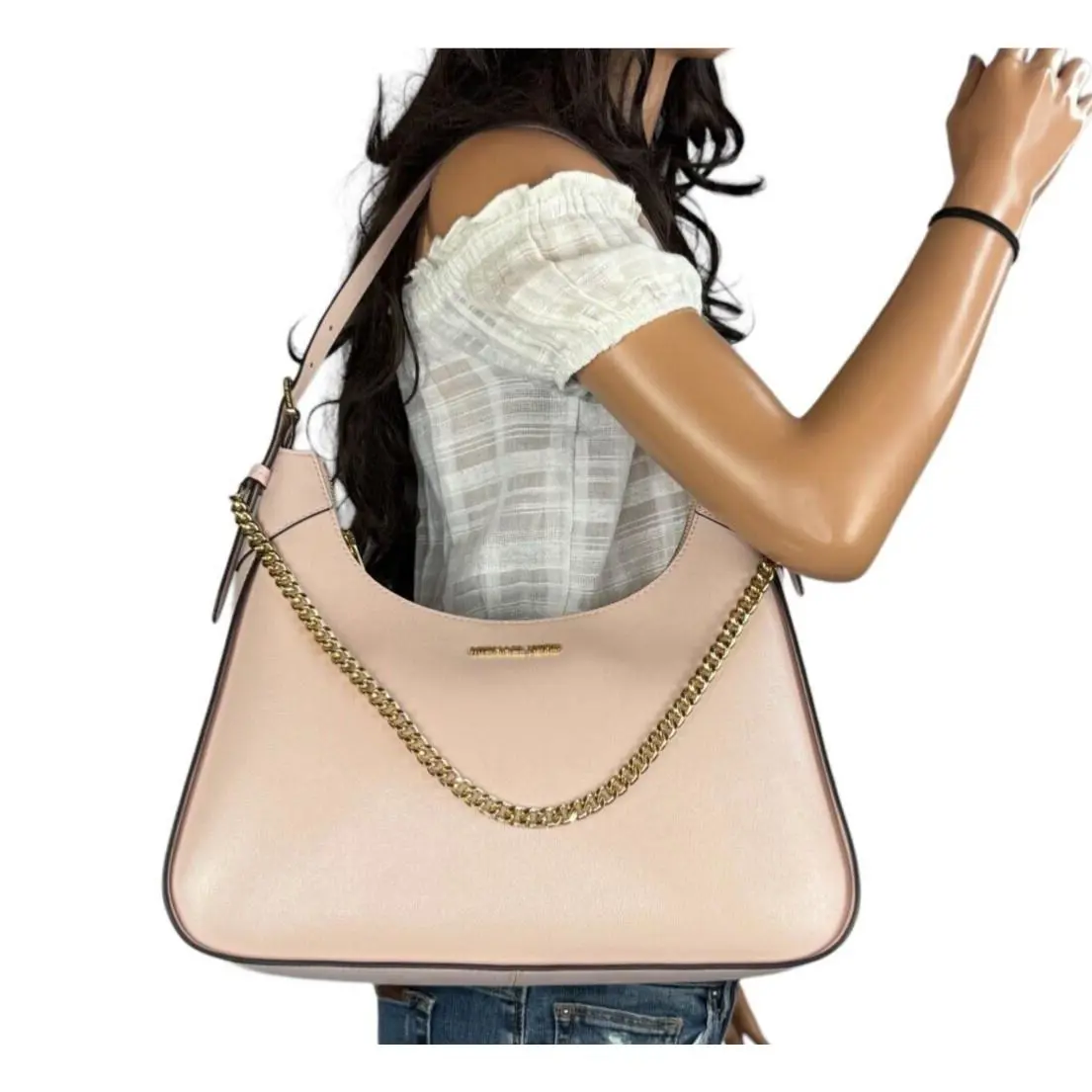 Michael Kors Wilma Large String Chain Shoulder Leather Bag Pink