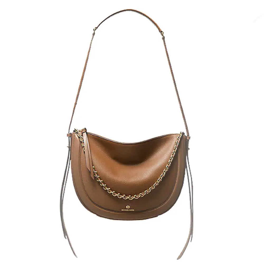Michael Kors MK Large Luggage Leather Jagger Brown Bag Zipper Handbag Purse