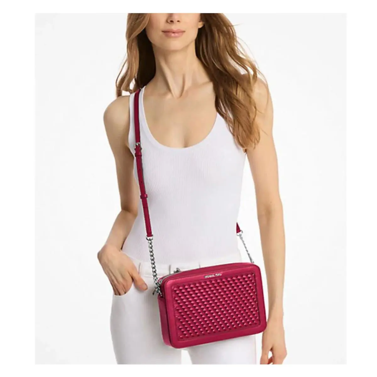 Michael Kors Large Crossbody Bag Handbag Purse Messenger Shoulder Dark Raspberry