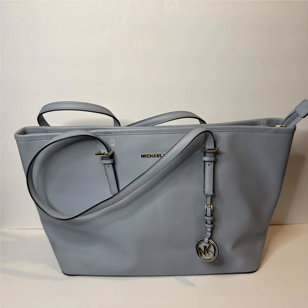 Michael Kors Pale Blue Saffiano Leather Multifunction Travel Tote Bag