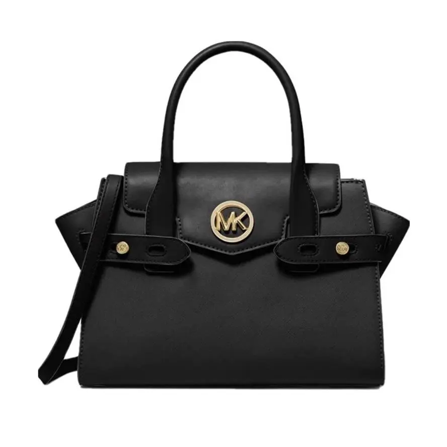 Michael Kors Carmen Medium Leather Belted Satchel Black