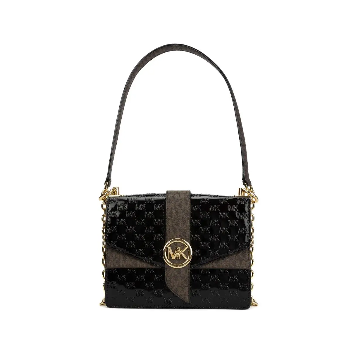 Michael Kors Greenwich Extra-small Logo Embossed Patent Leather Crossbody Bag - Green