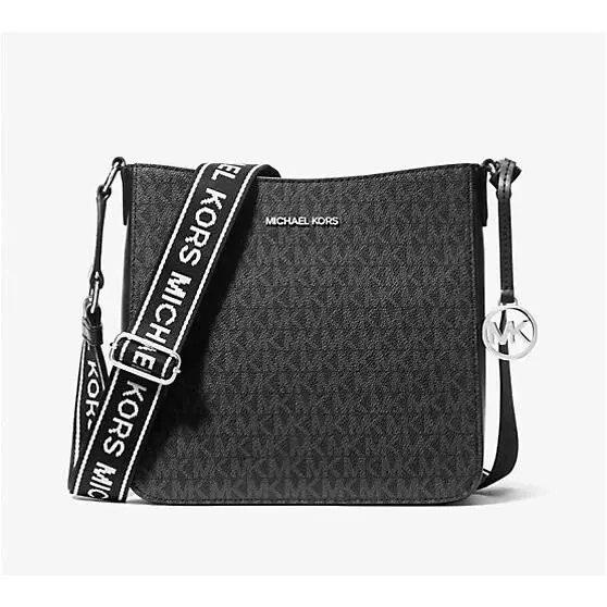 Michael Kors Jet Travel Small Shoulder Messenger Crossbody Bag Black Logo Strap