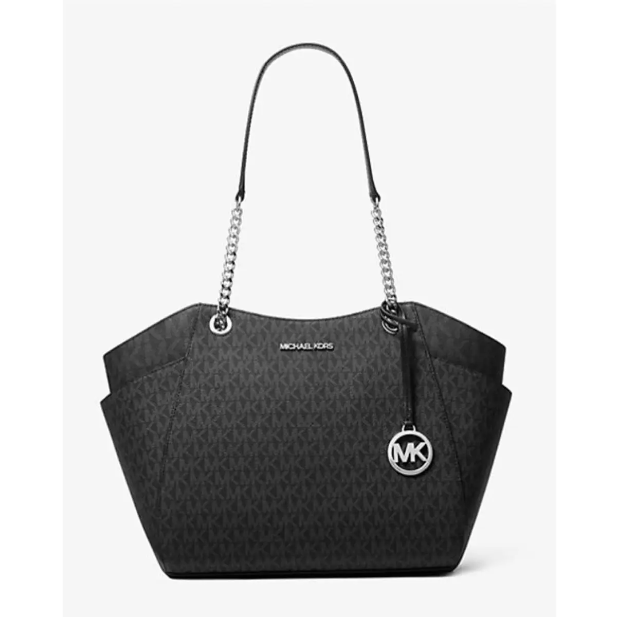 Michael Kors Jet Set Large Signature Logo Shoulder Bag Black 35S4GTVT3B-001