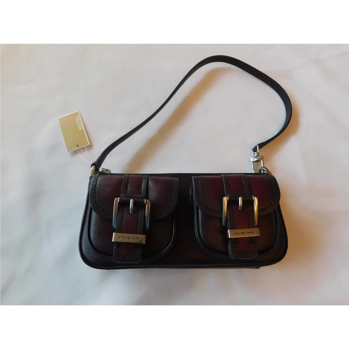 Zoe Small Convertible Pouchette Leather Oxblood Purse by Michael Kors