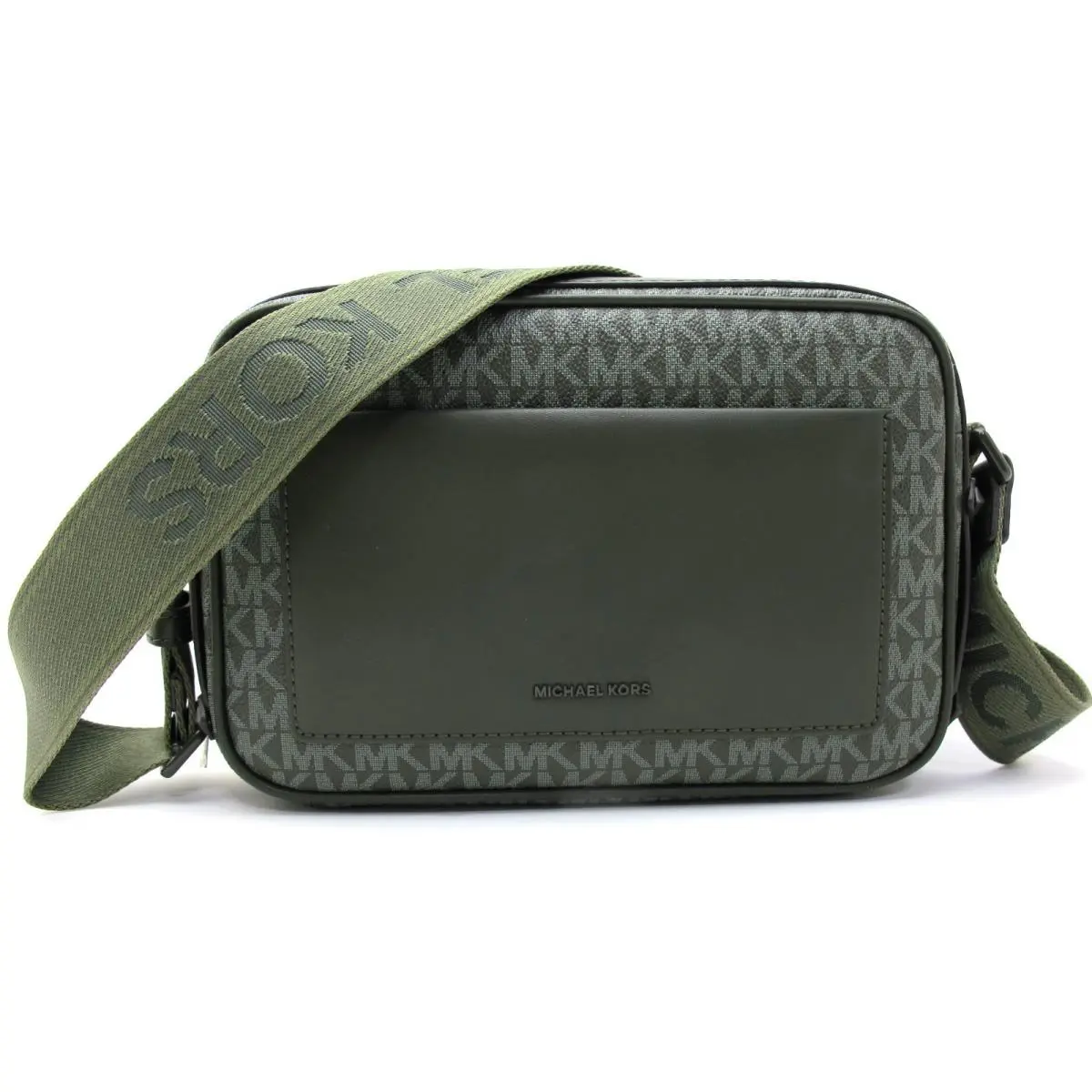 Michael Kors Maeve LG EW Crossbody Pocket Coated MK Signature Ivy/dk Green