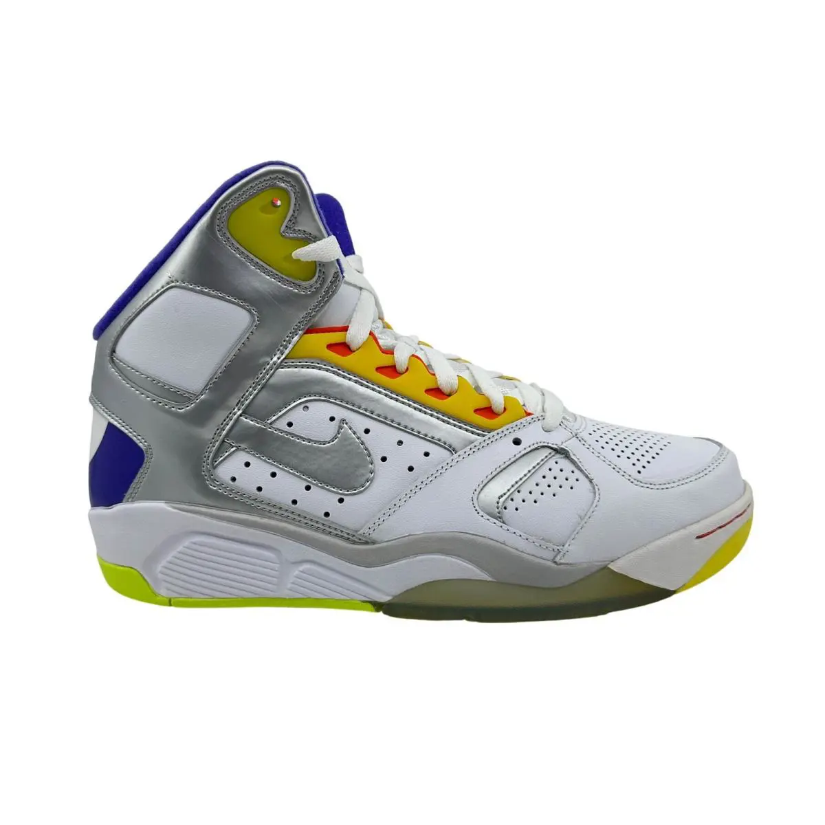 Nike Air Flight Lite High White Metallic Silver Grape Mens Athletic Sneaker - White, Manufacturer: White Metallic Silver Grape