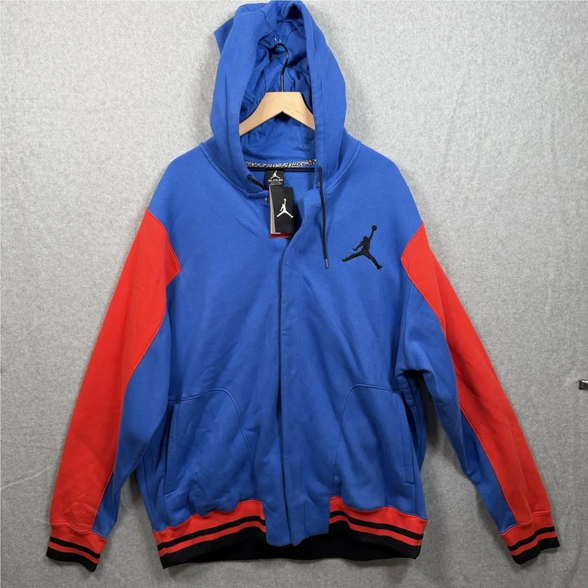 Nike Air Jordan Varsity Hoodie Sweatshirt Men`s Size 3XL Red Blue Button-up