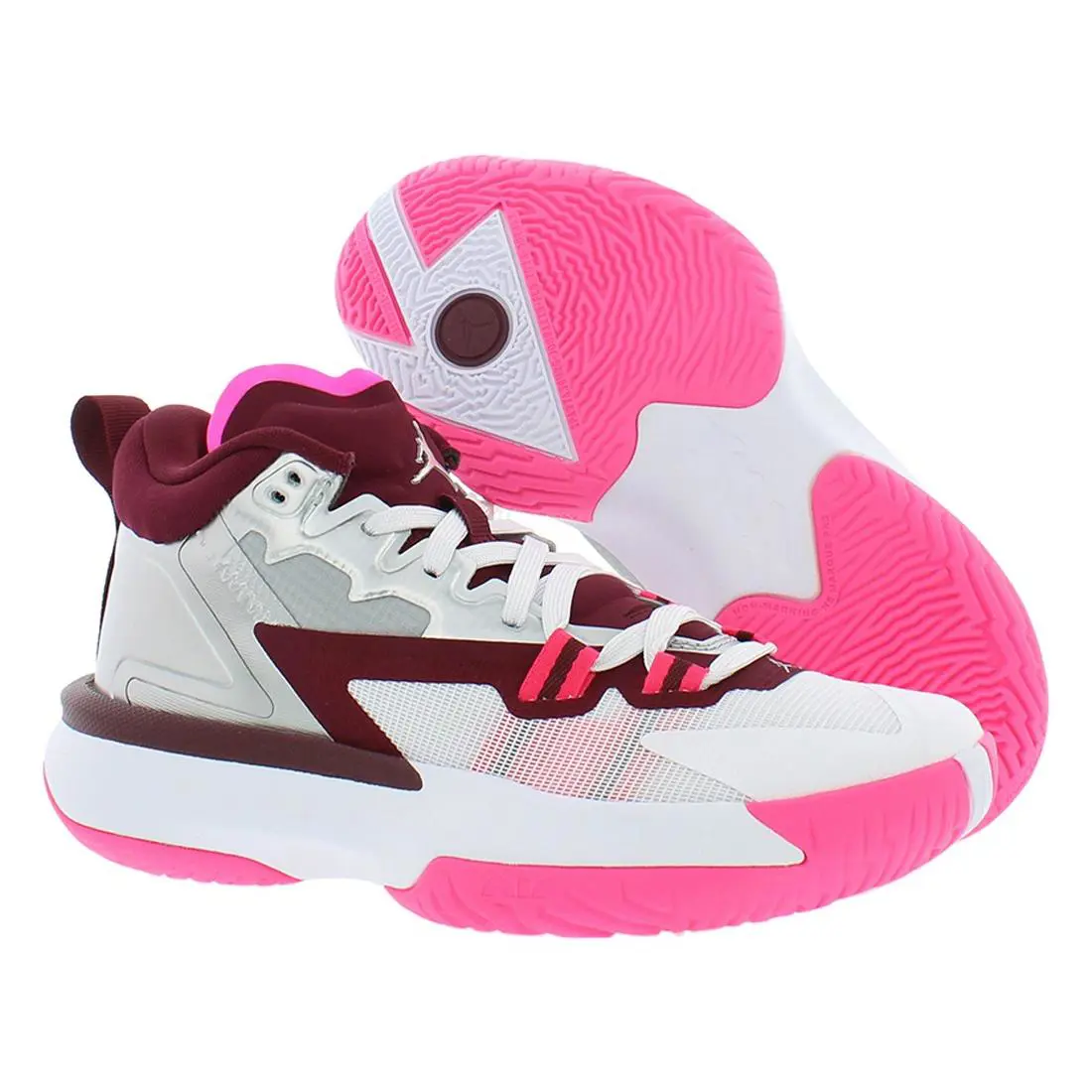 Nike Zion 1 Girls Shoes Size 4 Color: Silver/white/maroon - Silver/White/Maroon, Main: Silver