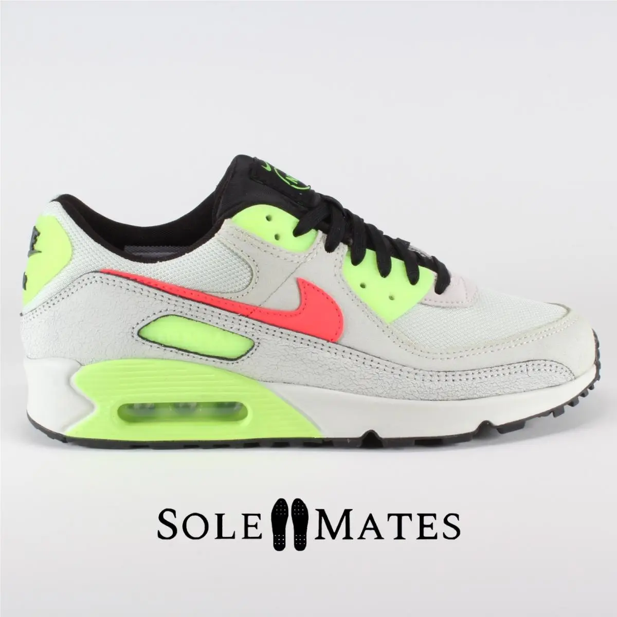Nike Air Max 90 N7 Light Grey Neon Green Crimson CV0264-001 Men`s Size 9 Shoes