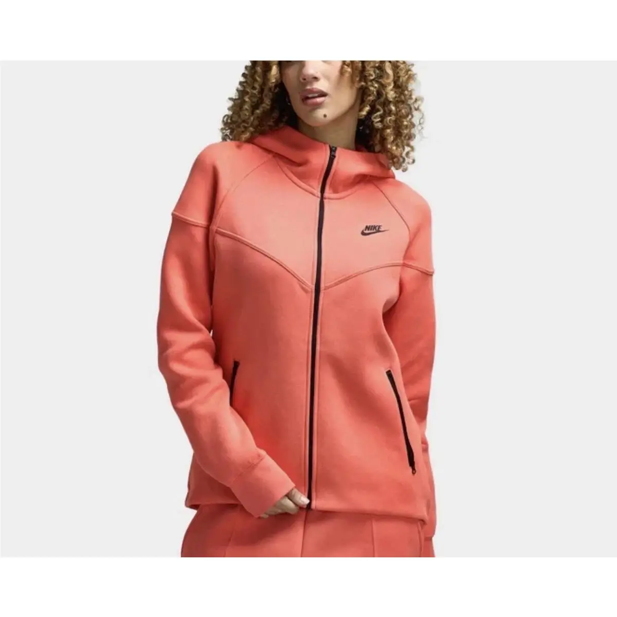 Nike Tech Fleece Women Medium Windrunner Hoodie Picante Red Orange FB8338-814