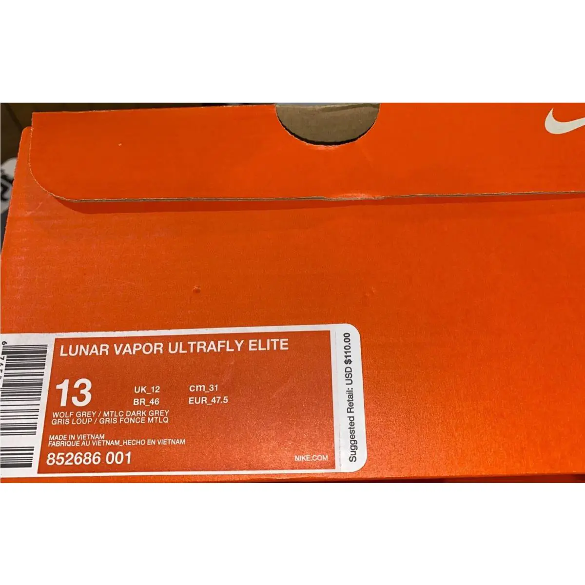 Nike shoes - NIKE Lunar Vapor Ultrafly Elite Baseball Cleats - 852686 - Gray 7