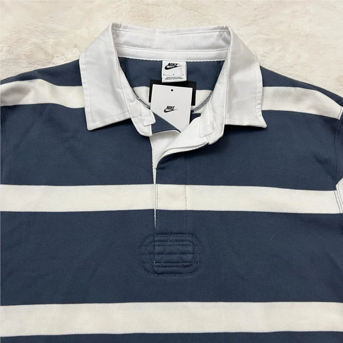 Nike clothing - Nike Life Striped Heavyweight Rugby Shirt - FN3122437 - Blue (UPC: 196976172190) 0
