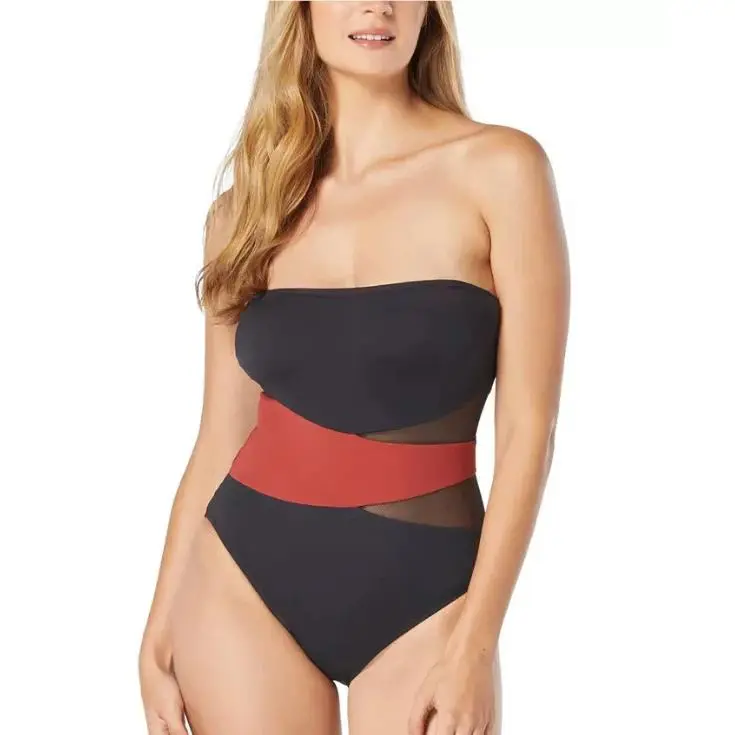 Coco Reef Contours Level Bandeau Mesh Tummy Control 1-pc Swimsuit 10/34C 15672