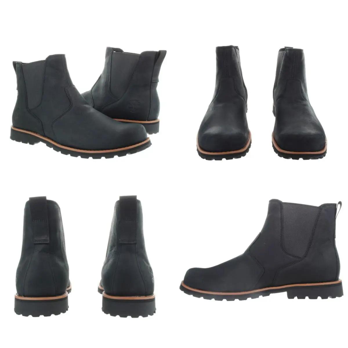 Timberland Men`s Attleboro Chelsea Mid Jet Black Boots Multiple Size - Jet Black
