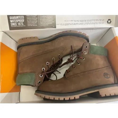 Timberland Premium 6-Inch Waterproof Boot-dark Brown Nubuck-size 6 Juniors