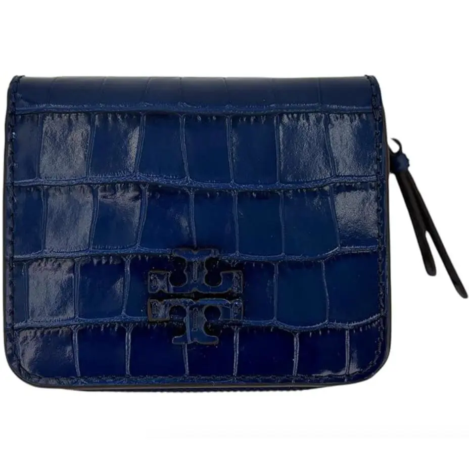 Tory Burch Thea Embossed Bi Fold Wallet Royal Navy